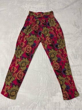 Kikomo Magenta Floral Print High-Waist Trousers
